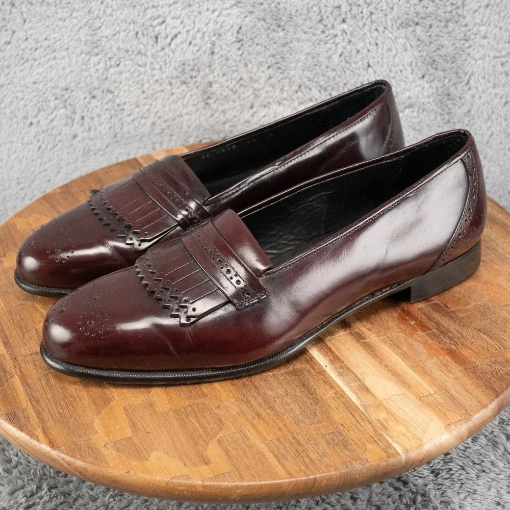 Mens Johnston Murphy Deep Red Double Kilty Italy Size 9.5 M Preppy